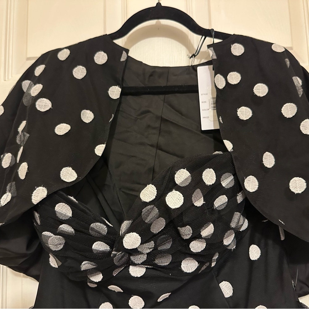 Elegant Black and White Polka Dot Dress - Picture 12 of 16